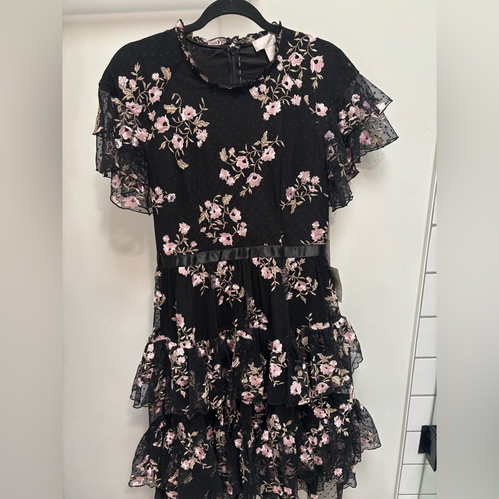 Rachel Parcell Embroidered Black Dress.